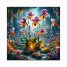 Orchids In The Forest Canvas Print