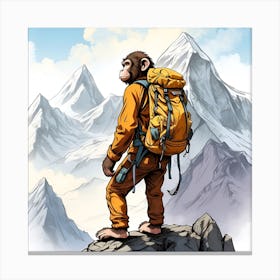 Monkey On Top Of Mountain Canvas Print