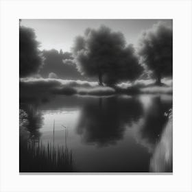 Pond In Black And White Canvas Print