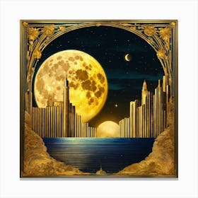 Full Moon Over The City 1 Canvas Print