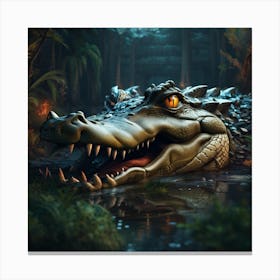 Alligator In The Jungle Canvas Print