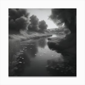 River In Black And White 5 Canvas Print