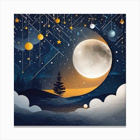 Moon And Stars 2 Canvas Print