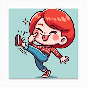 Cartoon Girl With Red Hair 1 Canvas Print