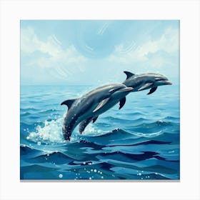 Dolphins In The Ocean 2 Canvas Print