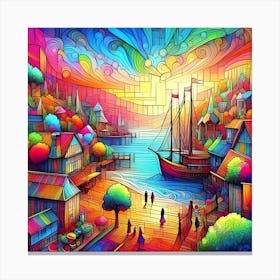 Colorful Of A City Canvas Print