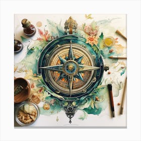 Vintage Maritime Compass Canvas Print