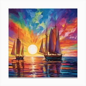 Sailboats At Sunset 17 Canvas Print
