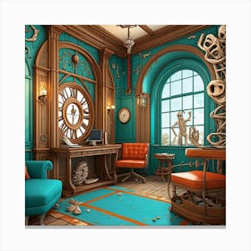 Steampunk Sitting Luxury Cubism Style Canvas Print