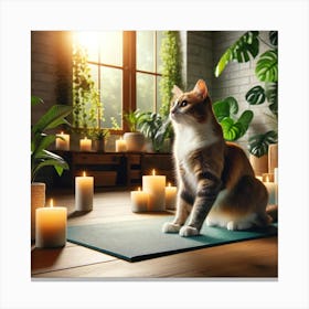 Yoga Cat Wall Print Art A Serene And Humorous Depiction Of A Cat Doing Yoga, Perfect For Combining A Love Of Cats And Wellness In Any Space Canvas Print