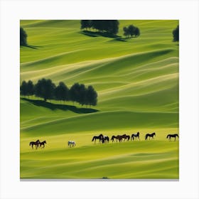 Horses In The Meadow 3 Canvas Print