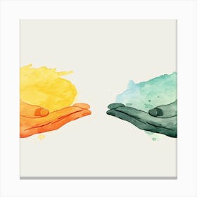 Two Hands Holding A Rainbow Canvas Print