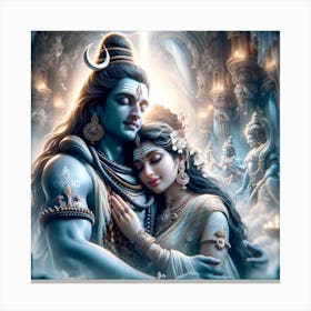 Lord Shiva And Mata Parvati Canvas Print
