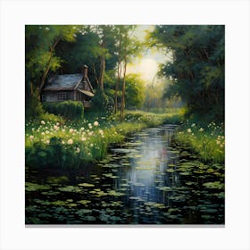 Textile Dreams: Monet's Tranquil Garden Canvas Print