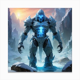 Frost Glowing ICE Golem 4 Canvas Print