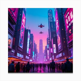 Shanghai City At Night Canvas Print