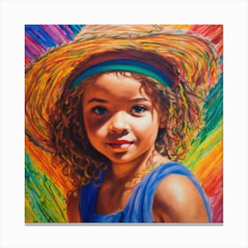 Little Girl In A Hat Canvas Print