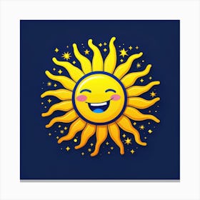 Lovely smiling sun on a blue gradient background 69 Canvas Print