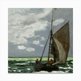 Sailboat In Rough Seas Canvas Print