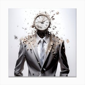 Businessman With A Clock On His Head Canvas Print