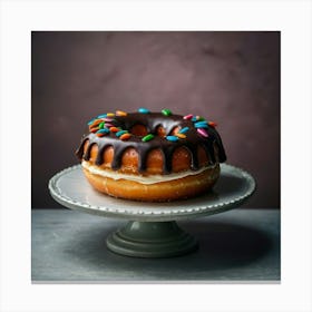 Donut On A Plate Canvas Print
