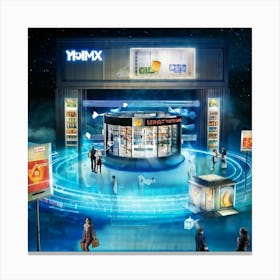 An Illustrious E Commerce Scene In A Digital Painting Showing An Imaginary Retail Store Nestled In (5) Canvas Print