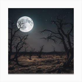 Full Moon Over Dead Trees Canvas Print