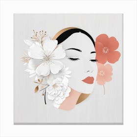 Portrait Of A Woman With Flowers 14 Canvas Print