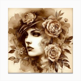 Girl With Roses Canvas Print