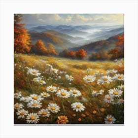 Appalachian Mountains Nature, Autumn Antique Oil Colors. Canvas Print