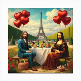 Mona Lisa and Da Vinci in Paris Canvas Print