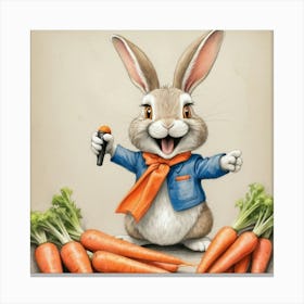 Rabbit With Microphone Canvas Print