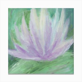 Waterlilly - square floral flower purple green hand painted Canvas Print