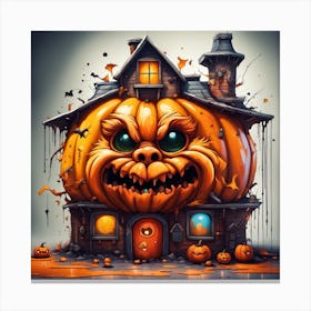 Halloween Pumpkin House Canvas Print