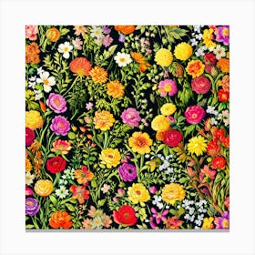 Floral - Black Canvas Print