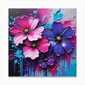 Flowers On Black Canvas Canvas Print