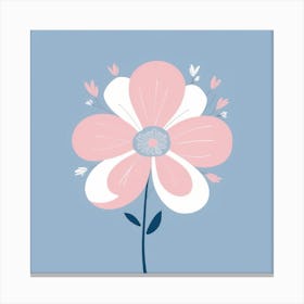 A White And Pink Flower In Minimalist Style Square Composition 37 Canvas Print