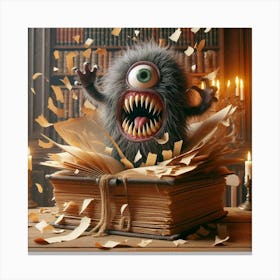 Monster In A Book 3 Canvas Print