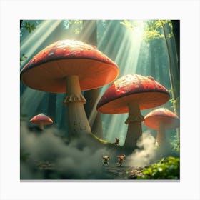 Mushrooms In The Forest 18 Canvas Print