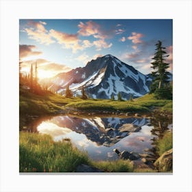 Mountain Reflected In A Lake Canvas Print