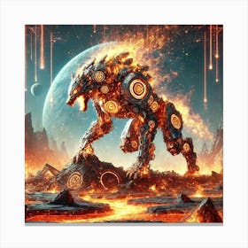 A Sci Fi Themed Scene Depicting The Fire Wolf Usin Canvas Print