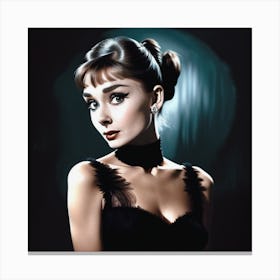 Audrey Hepburn Pitch Black Canvas Print