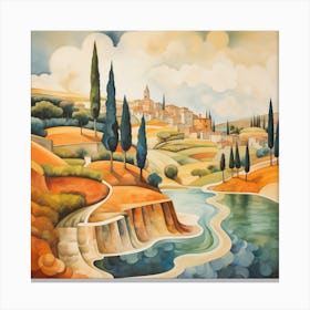 Mystic Waters: Abstract Italian Vista Canvas Print