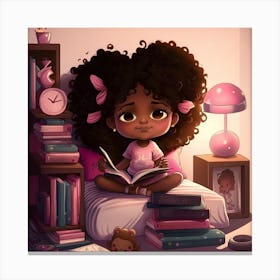 Little Black Girl Reading 1 Canvas Print