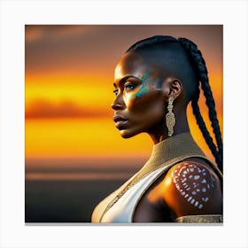 African Woman At Sunset Canvas Print