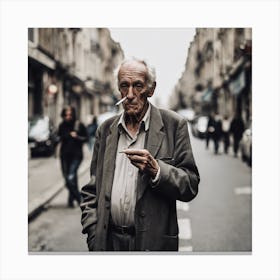 Old Man Smoking A Cigarette 2 Canvas Print