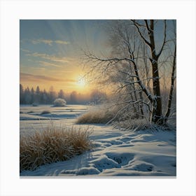 Sunset In The Snow Canvas Print