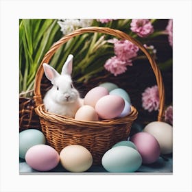 Easter Bunny In Basket 5 Canvas Print