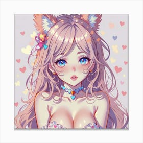 Cute Girl With Ears And Necklace(1) Canvas Print