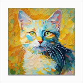 Abstract Vincent van Gogh painting cat in pastel shades Canvas Print